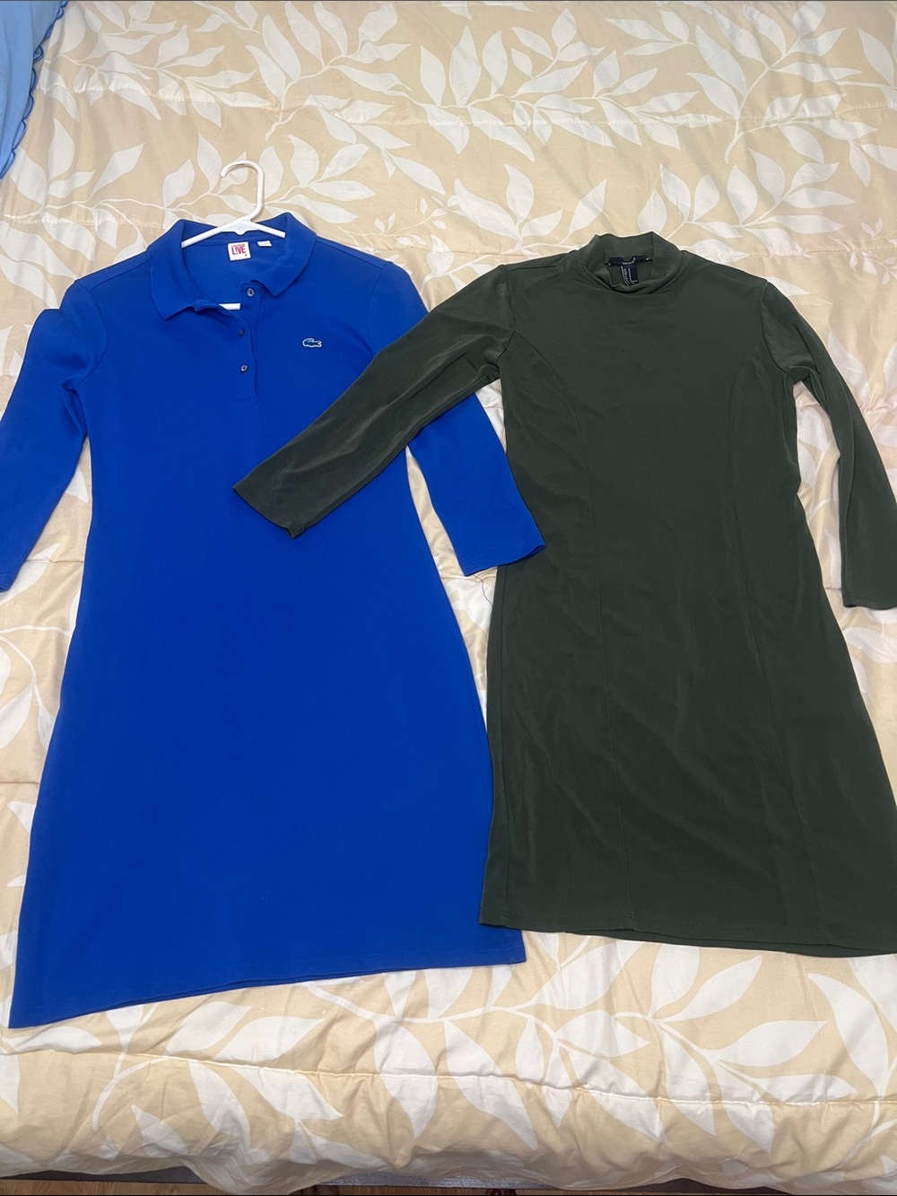 Lacoste Blue Polo Midi Dress & forever 21 olove Green Midi Dress Duo